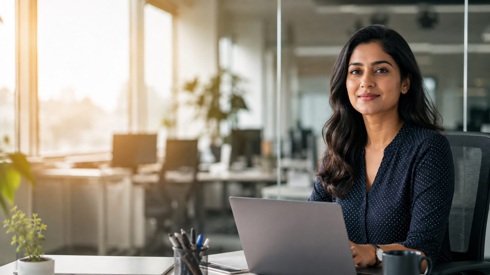 Indian professional working in a Bengaluru office
